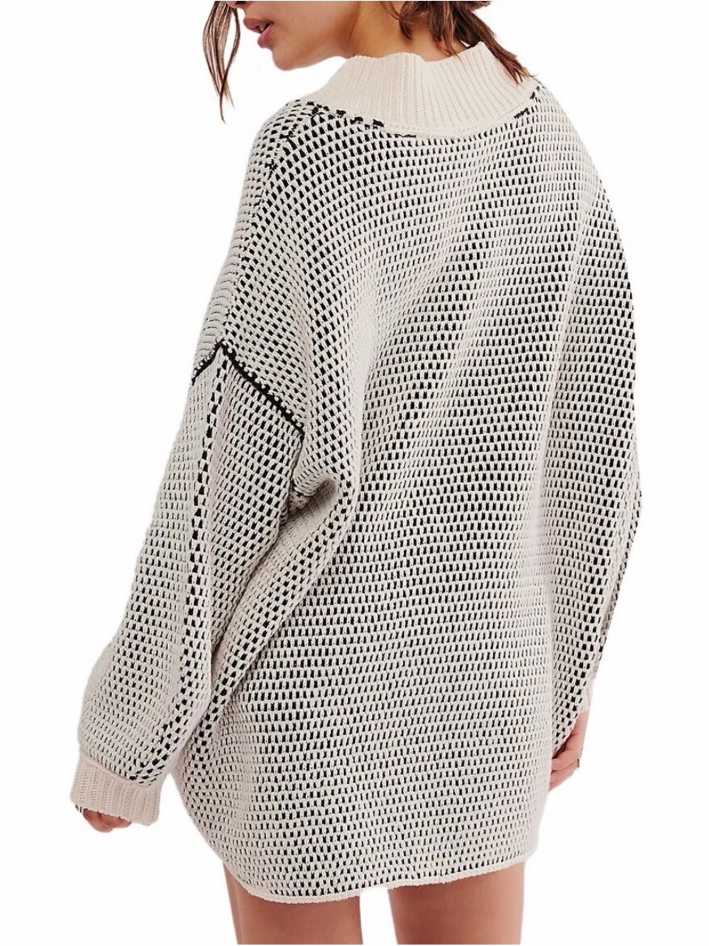 Free People Maisie Oversized Black & White Sweated Size XS - Picture 3 of 16